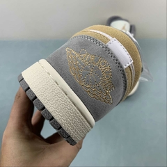 Jordan 1 Low White-Grey/Beige-Yellow Cusom - loja online