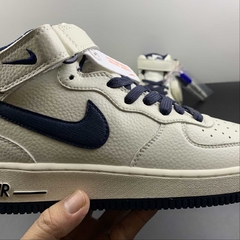 Nike Air Force 1 07 Mid Beige Dark Blue Custom - Born Sneakers