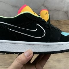 Jordan 1 Low Black Aurora Green Laser Orange - Born Sneakers