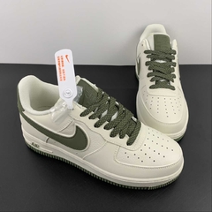 Nike Air Force 1 Low Beige White/Military Green Custom - loja online