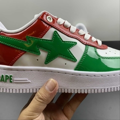 A Bathing Ape Bape Sta Patent Leather White Green Red - Born Sneakers