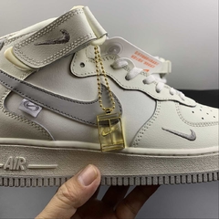 Nike Air Force 1 Mid Silver / Grey Custom - Born Sneakers