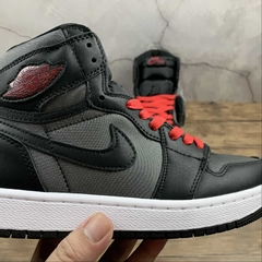Jordan 1 Retro High Black Satin Gym Red - Born Sneakers