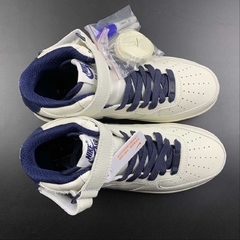 Nike Air Force 1 07 Mid Beige Dark Blue Custom - loja online