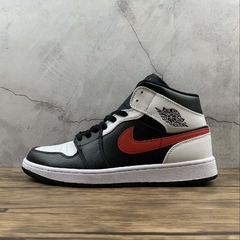 Jordan 1 Mid Black Chile Red White