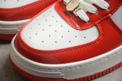 A Bathing Ape Bape Sta Patent Leather White Red - Born Sneakers