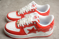 A Bathing Ape Bape Sta Patent Leather White Red - Born Sneakers