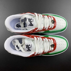 A Bathing Ape Bape Sta Patent Leather White Green Red - loja online