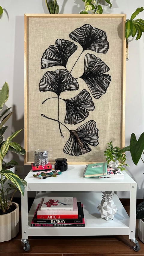 Cuadro Bordado - Ginkgo Biloba - comprar online