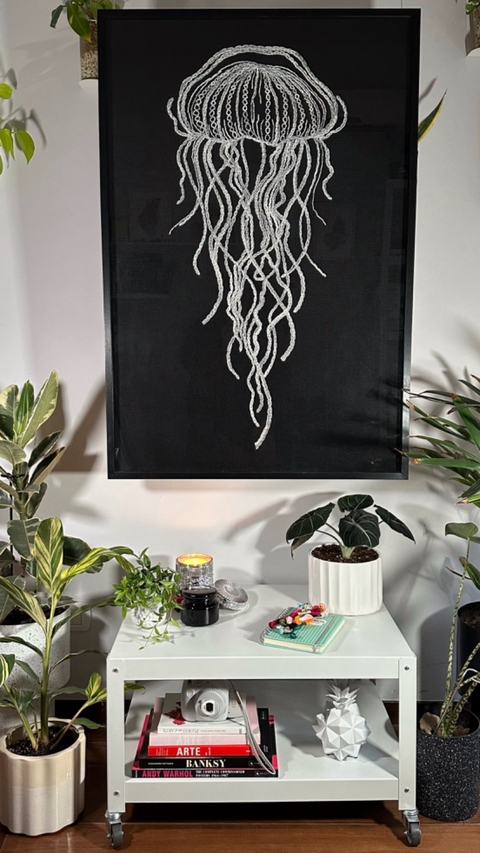 Cuadro Bordado - Medusa Black
