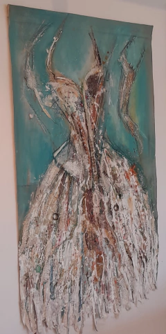 Pliegues y Recorridos. 87 x 148 cm. Pintura collage - comprar online