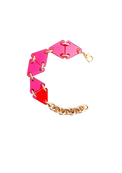 Pulseira Ana acrílico pink e laranja