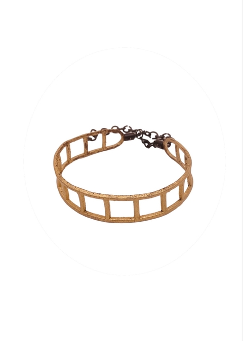 Choker Paula de couro dourado