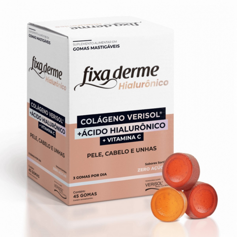 Fixa Derme Hialurônico + Colágeno Verisol 45 Gomas S/ Açúcar Valda