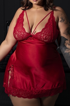 CAMISOLA PLUS SIZE CETIM E RENDA COM STRAPPY - comprar online