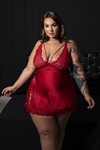 CAMISOLA PLUS SIZE CETIM E RENDA COM STRAPPY
