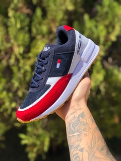 Tênis Tommy Hilfiger Couro Marinho e Vermelho - comprar online