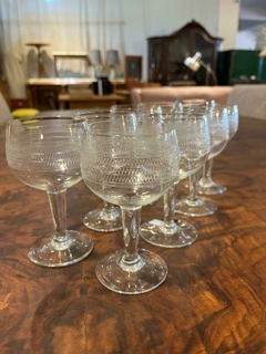 set x 9 copas vidrio tallado