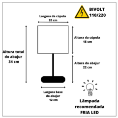 Kit 02 Abajur Quarto Pé Branco Com Alumínio Cúpula Tecido Branca Lançamento/2021 - Marina Decorações