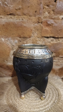 Mate Torpedo con Cuero y Alpaca Repujado
