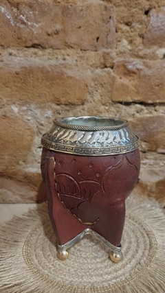 Mate Torpedo con Cuero y Alpaca Repujado - comprar online