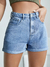 Short Jeans Botão Bolso Zíper Simples