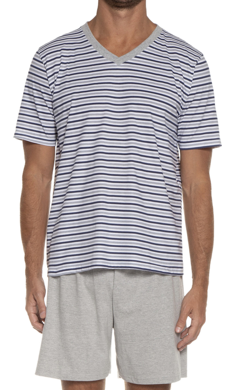 Pijama Lupo Listrado Azul Marinho