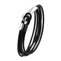 Pulseira de Couro Fios Preto na internet