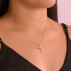 Pingente de Prata c/ ródio Cruz Com Microzircônias - comprar online