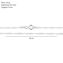 Corrente Prata Singapura Fio 2mm - Via Vizzon