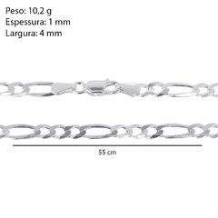 Corrente Prata Grumet Alternada 3x1 Fio 4mm