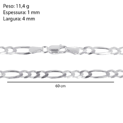 Imagem do Corrente Prata Grumet Alternada 3x1 Fio 4mm