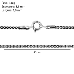 Outlet Corrente Prata Bali Pipoca Envelhecida 1,8mm - loja online