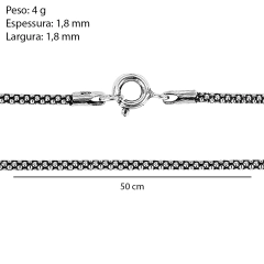 Outlet Corrente Prata Bali Pipoca Envelhecida 1,8mm - Via Vizzon