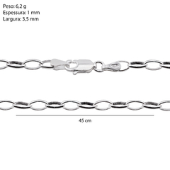 Corrente Prata Oval Belch 3,5mm