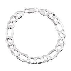 Pulseira Prata Grumet Alternada 3x1 Fio 10mm