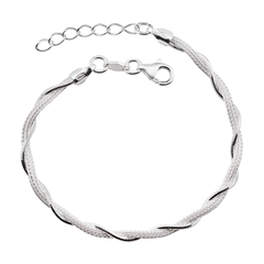 Pulseira Prata Entrelaçada com Fio Octogonal - comprar online