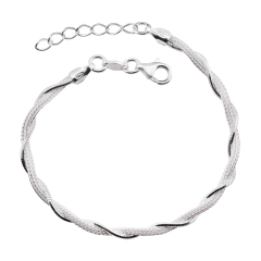 Pulseira Prata Entrelaçada com Fio Octogonal na internet