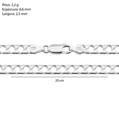 Corrente Prata Grumet Quadrada 2,5mm - Via Vizzon