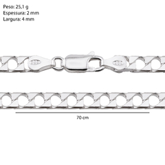 Corrente Prata Grumet Quadrada 4mm