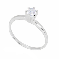 Anel Prata Solitário com Zircônia - comprar online