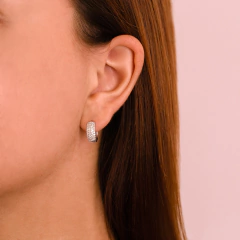 Argola Prata 4 Fileiras de Zircônias 13mm c/ Ródio - comprar online