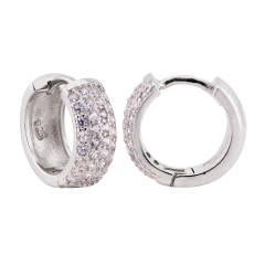 Argola Prata 4 Fileiras de Zircônias 13mm c/ Ródio