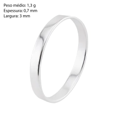 Aliança Prata Fita 3mm - Via Vizzon