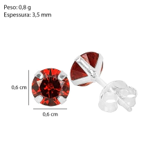 Brinco Prata Redondo Zircônia 6mm Rubi na internet