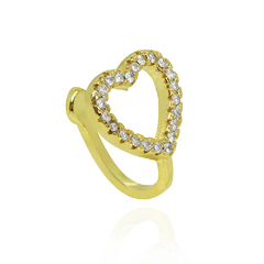 Outlet Piercing Coração Zirconia Folheado