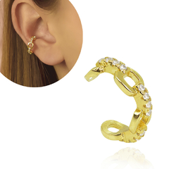 Outlet Piercing Corrente Zirconia Folheado - Via Vizzon Atacado