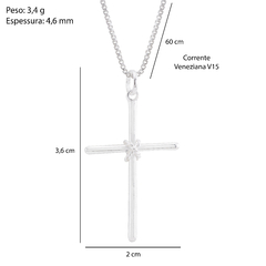 Colar V15 Masculino Prata Cruz - Via Vizzon