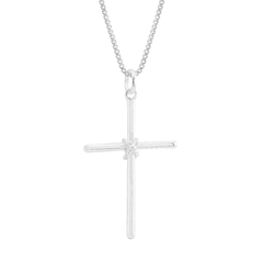Colar V15 Masculino Prata Cruz na internet