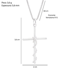 Colar Masculino Prata Cruz v15 60cm - loja online